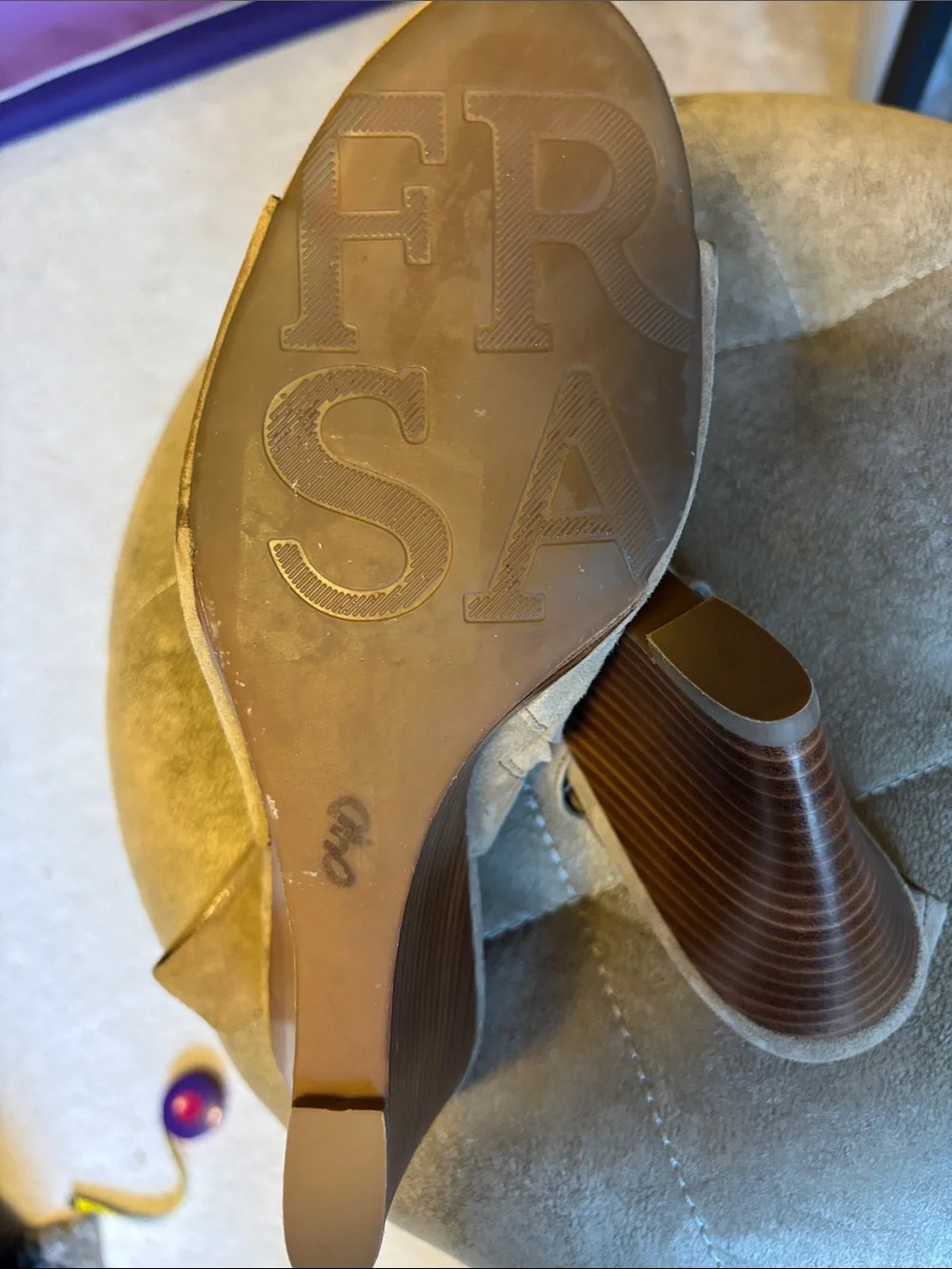 Franco Sarto Taupe Suede Cutout Wedge Sandals